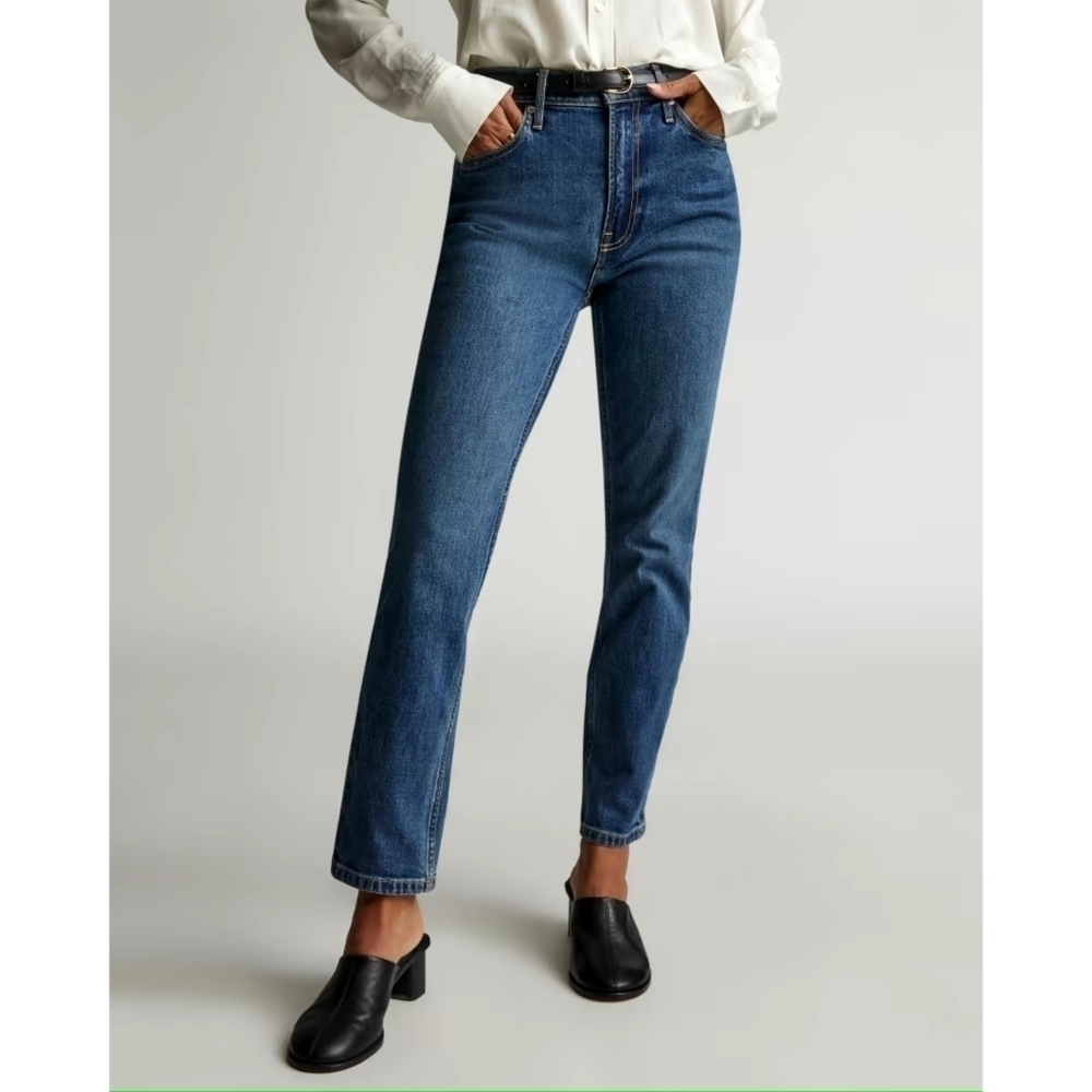 Everlane Jeans 27 OG Zip Cheeky Straight High Rise Straight Dark Wash NEW